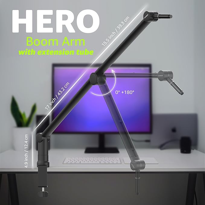 IXTECH Boom Arm Mic Stand with Extension Tube Upgraded Microphone Arm - Image 6