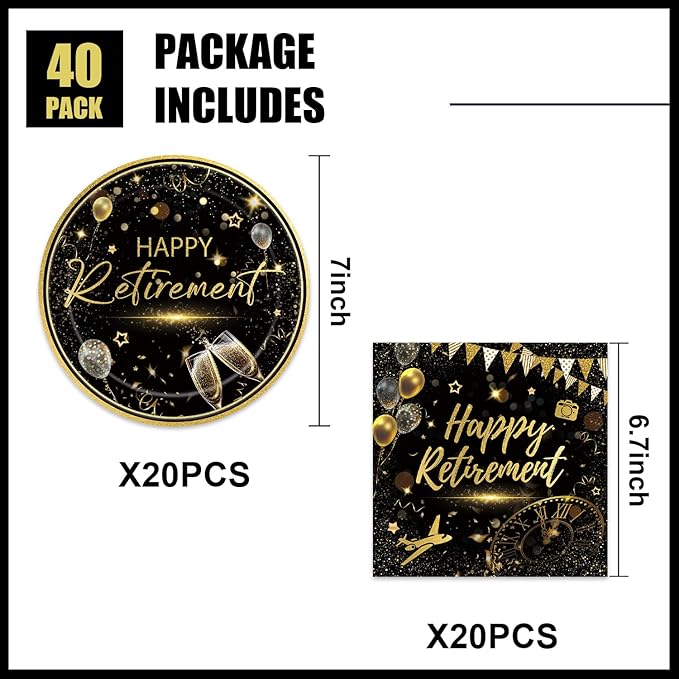 40pcs Happy Retirement Party Supplies Decorations Set, Suitable - Image 2