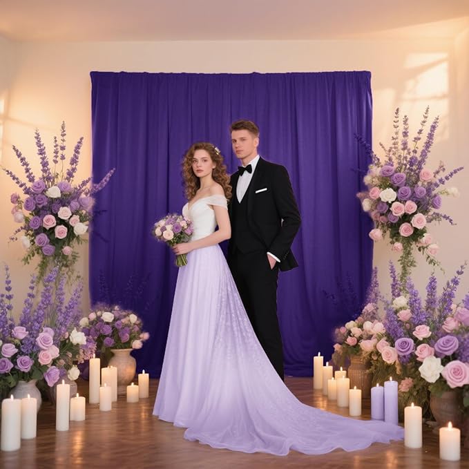 Sugargirl 10x10FT Purple Backdrop Curtains Polyester Photo Backdrop Drapes - Image 7