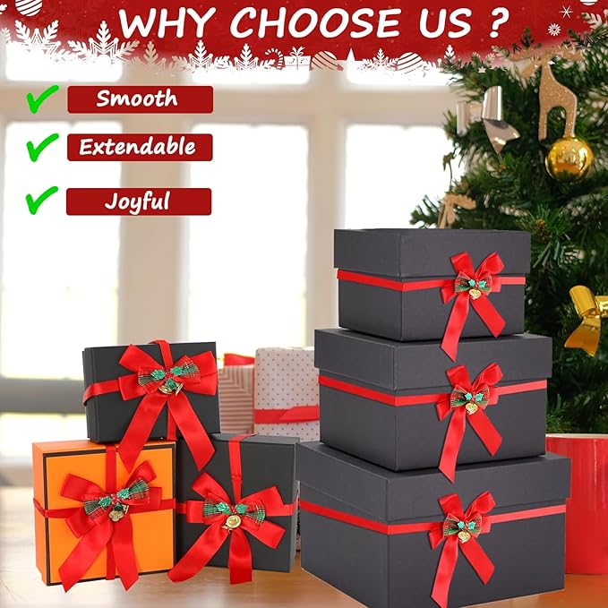 Christmas Bows for Gift Wrapping, 24 Elastic Red Stretch Loops - Image 4