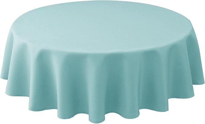 Biscaynebay Round Tablecloth 60 Inch-Auqa Blue Outdoor Fabric Table Cover-Small by Biscaynebay