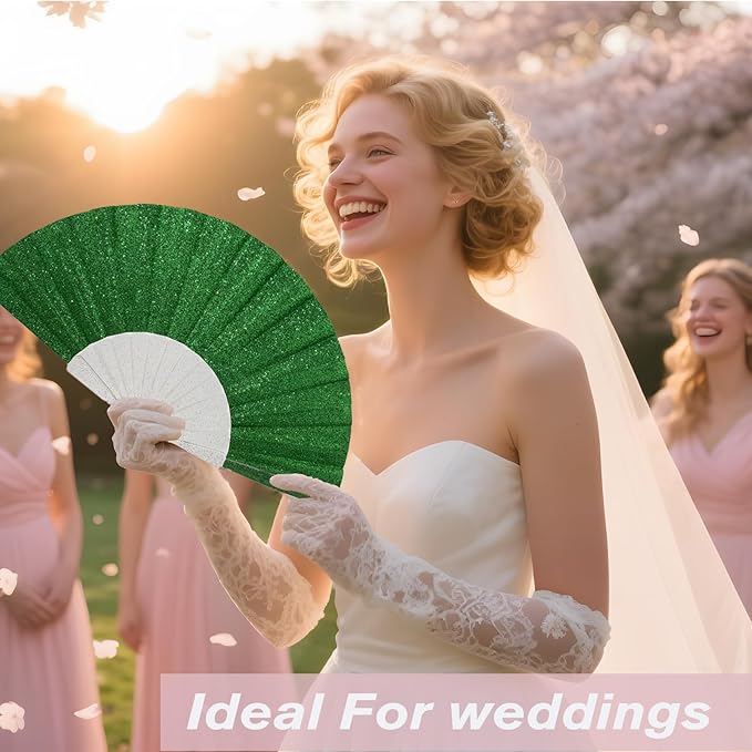 12 Pack Handheld Fan, Folding Hand Glitter fan - Image 3