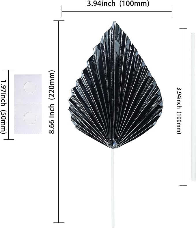 Ephlyn 6Pcs Paper Palm Leaves Fan Cake Toppers Palm Leaf Fan Cake Picks Craft - Image 2
