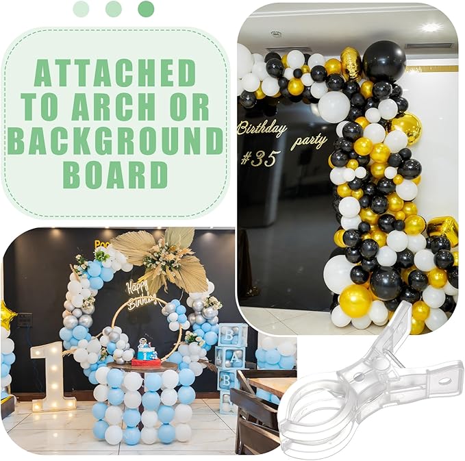LemonRoad 20 Pack Large Balloon Arch Clips Plastic Transparent Backdrop Spring - Image 8