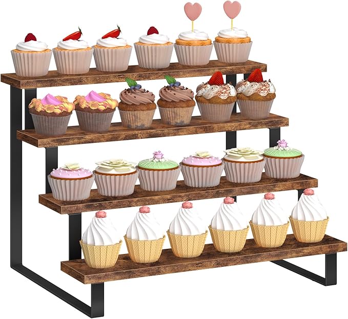 ELITEROO Cupcake Display Stand, 4 Tier Wooden Dessert Stand, Cookie Treat Stands by ELITEROO
