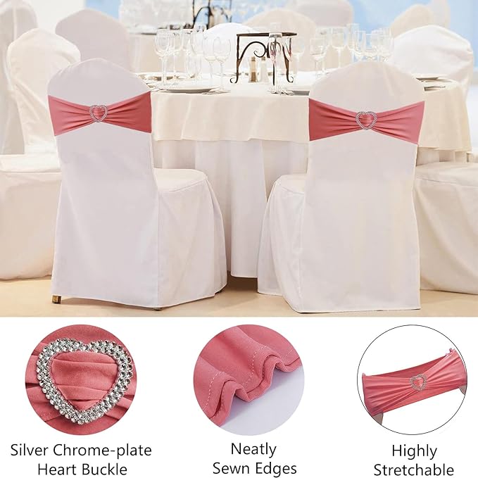 Coral Red Chair Sashes 25 Pack Spandex Coral Red Sashes - Image 4
