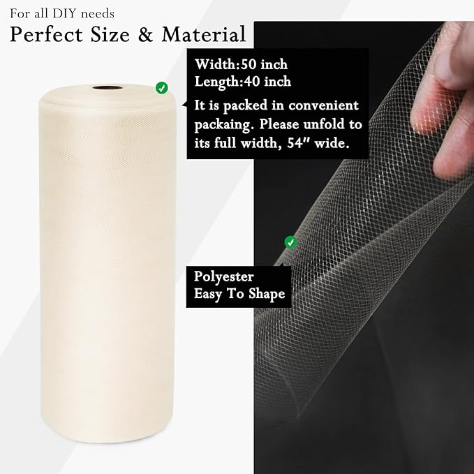 Ivory Tulle Fabric Rolls 54 Inch by 40 Yards Tulle Bolt Spool - Image 2