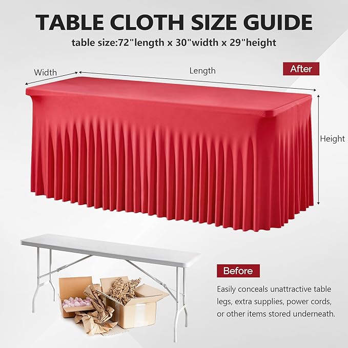 Wish Care 2 Pack Red Spandex Table Clothes - Image 3