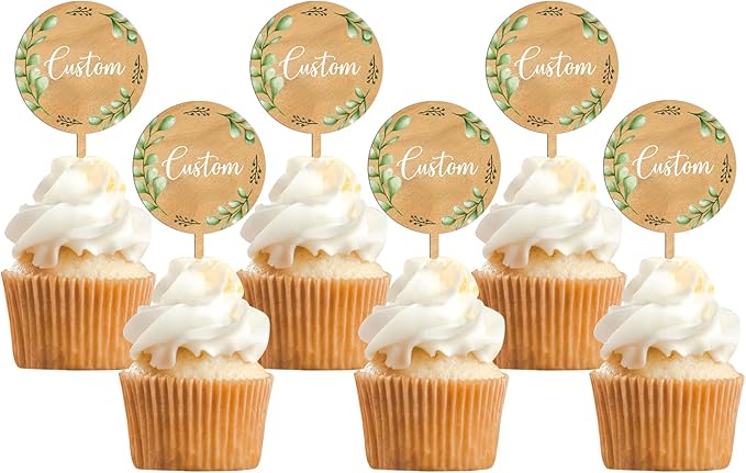 Custom Cupcake Toppers Cake Decorations in Wood by PartytoBe