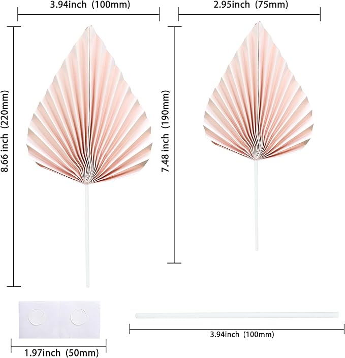 Ephlyn 6Pcs Paper Palm Fan Cake Topper Palm Spear Leaves Fan Cake Pick DIY - Image 2
