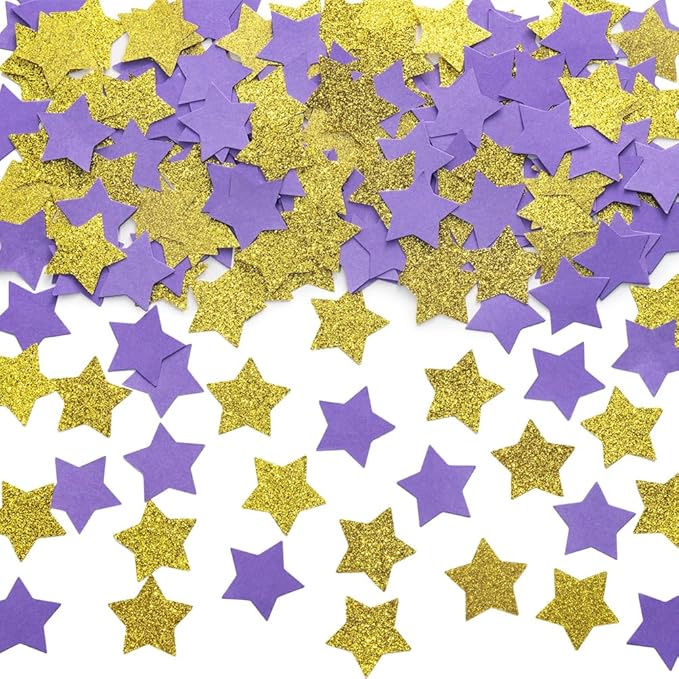 Gold and Purple Star Confetti Table Decoration by MOWO