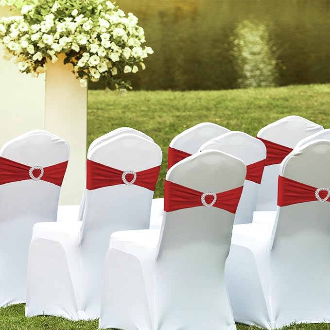 100PCS Spandex Chair Sashes Bows Stretch ChairCover Band, Elastic Chair Ties - Image 6