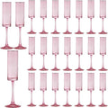 24 Pieces Pink Champagne Flutes 6 OZ Straight Sided Wine Glasses Champagne Long by Unknown