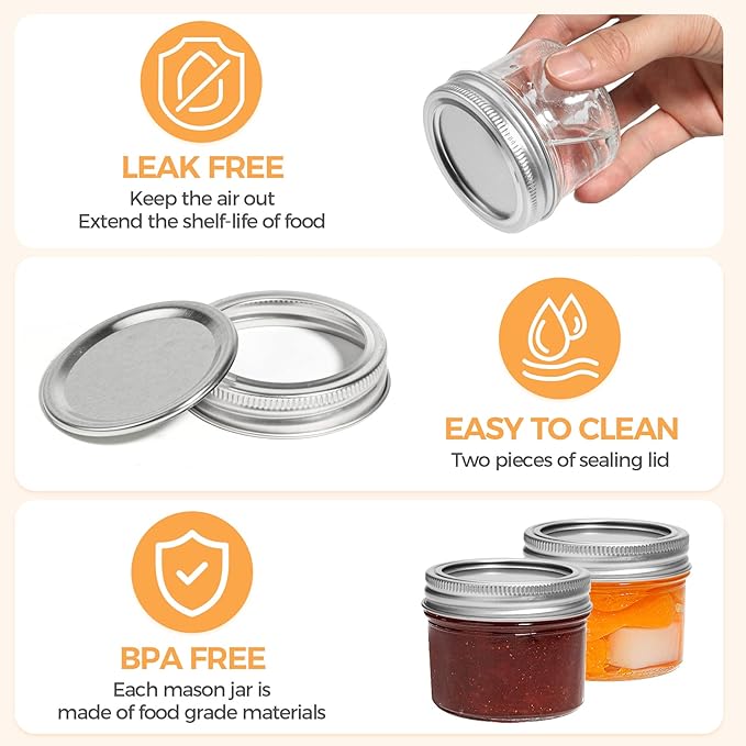 ComSaf Mini Mason Jars 4oz - Image 2
