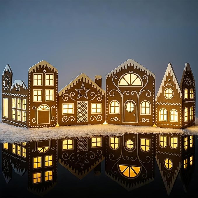 Christmas Gingerbread Village Light-Up Decor, House Cardboard Kit by Unknown