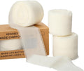 3 Rolls Cream White Handmade Chiffon Ribbon, 1.5" x 21Yd Frayed Fringe Silk by KEOSREE