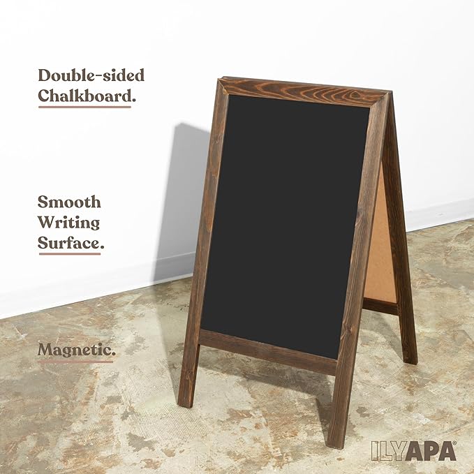 Ilyapa Wooden Sandwich Board Signs Outdoor A Frame Chalkboard Sign - Image 7