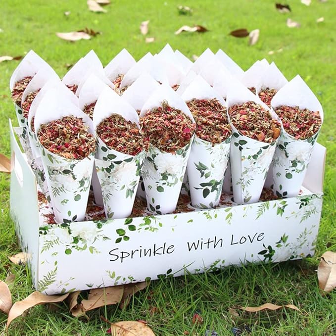 30 Pieces biodegradable confetti Cones and Stand Tray Paper Cone Box 30 Holes - Image 4