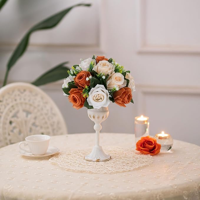 BLOSMON Flower Balls Wedding Centerpieces: 10 Pcs Terracotta Fake Rose Kissing - Image 6