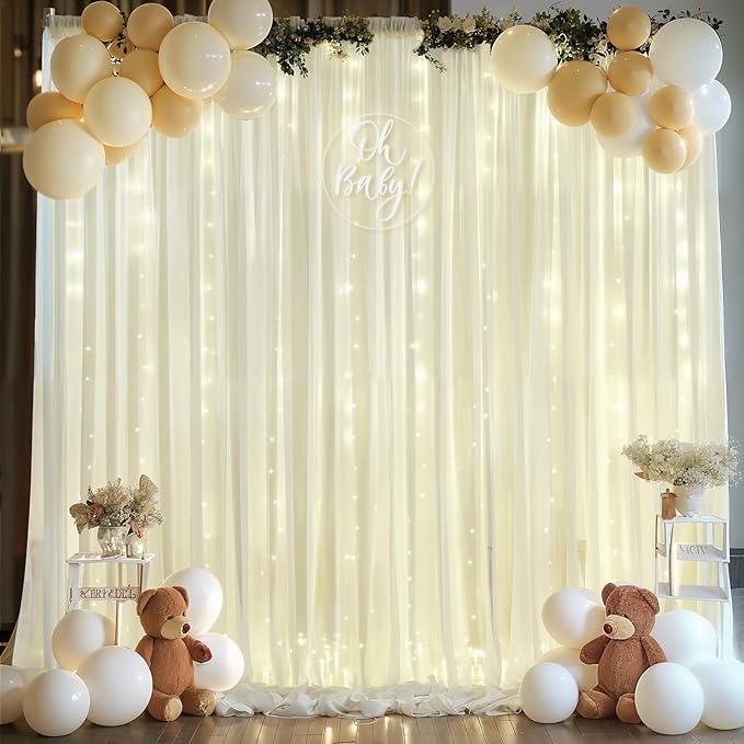 10ft x 10ft Ivory Backdrop Curtain - Image 3
