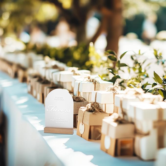 Acrylic Wedding Signs with Wood Stand, 5x7" Frosted Arch Party Favors - Image 5
