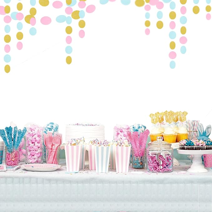 Blue Pink Gold Party-Decorations Gender-Reveal - 52Ft Paper Streamers Garland - Image 6