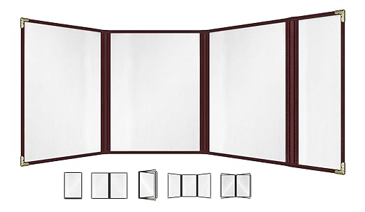 Goodsmart Restaurant Menu Covers – 25 Pack Burgundy Quadfold 8-View, by ACISuperPower
