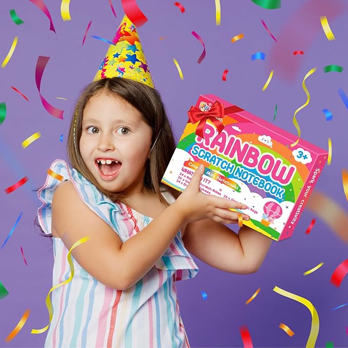 Party Favors for Kids: 48 Pack Rainbow Scratch Art Notebook Back to School - Image 2