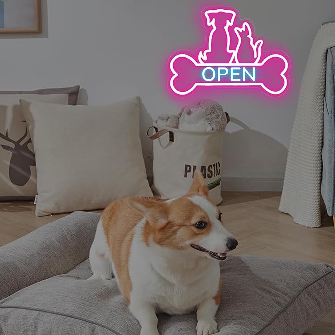 Pet Shop Open Neon Sign LED Dog And Cat Open Sign Bright Pet Grooming Salon - Image 6