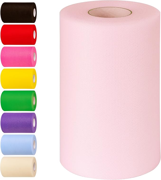 Light Peachy Tulle Fabric Rolls 6 Inch by 100 Yards Tulle Roll Spool Fabric by Unknown