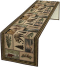 Country Lodge Bear Table Runner, Retro Vintage Bear Cottage Country Style Cabin by ShiTingYu