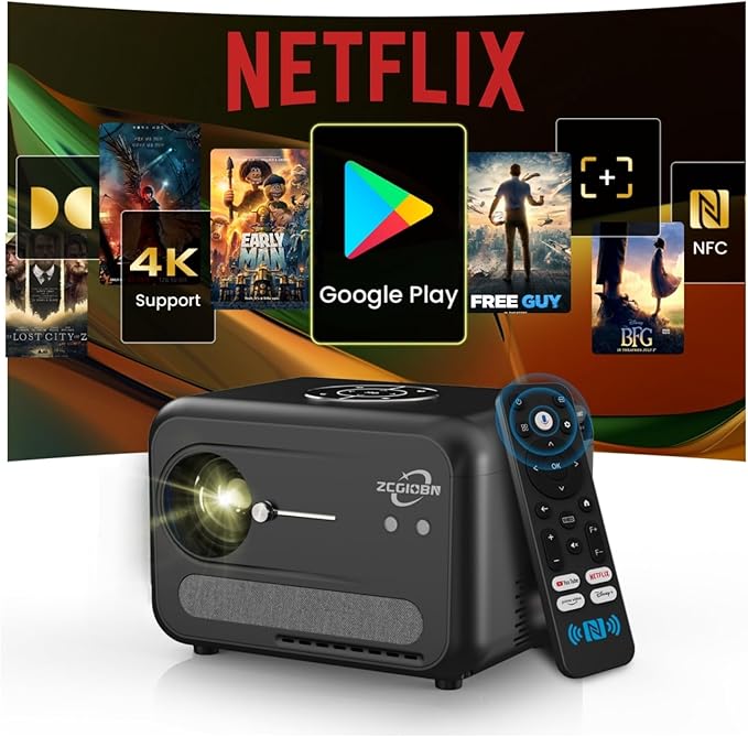 Smart 4K Projector for Bedroom, Indoor Outdoor Home Theater Projectors by CIVE