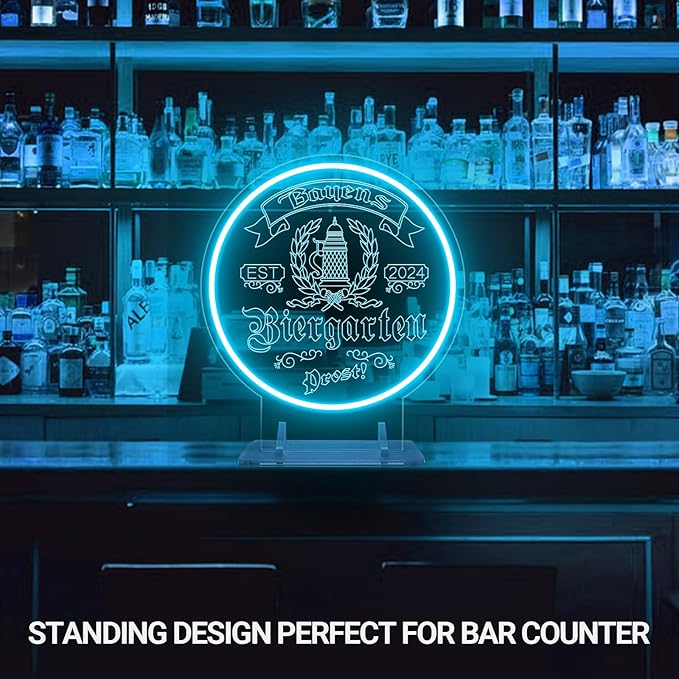 Custom Bar Neon Sign for Biergarten, Personalized LED Beer Barrel Wheat Signs - Image 2
