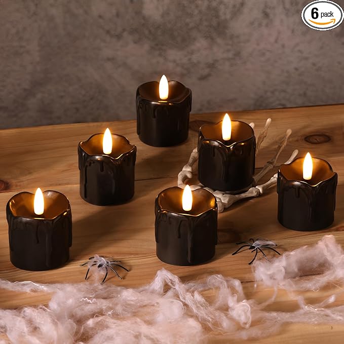 Eywamage Black Dripping Wax Flameless Candles by EywamageCandles