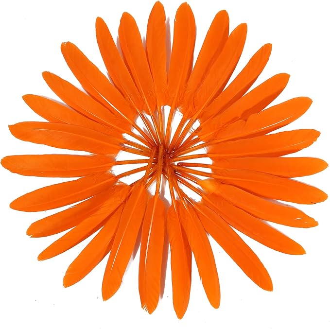 FeelfunFeather 120pcs Orange Goose Cochettes Feather Natural Bulk 4-6 inch - Image 4