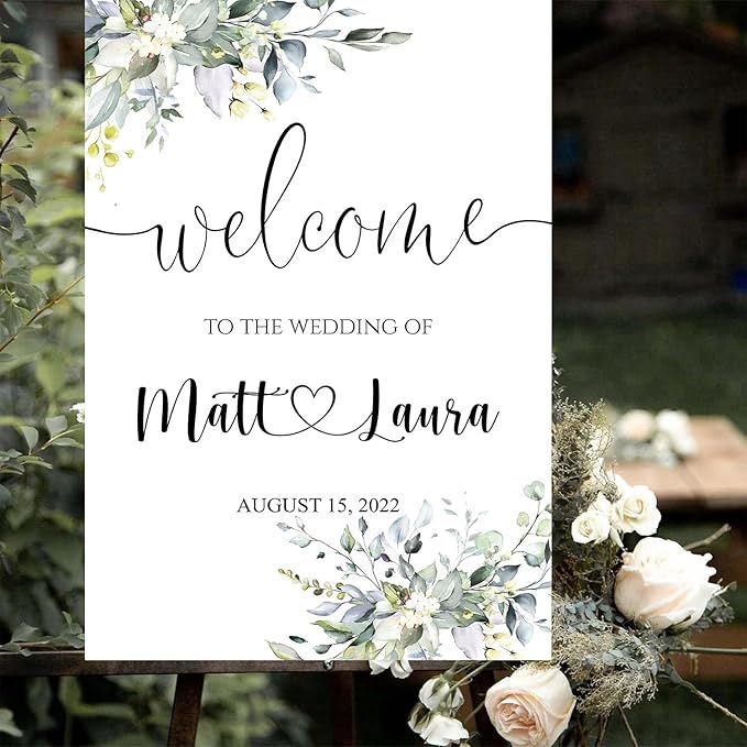 Generic Eucalyptus Wedding Welcome Sign, Editable Plastic Wedding Sign - Image 4