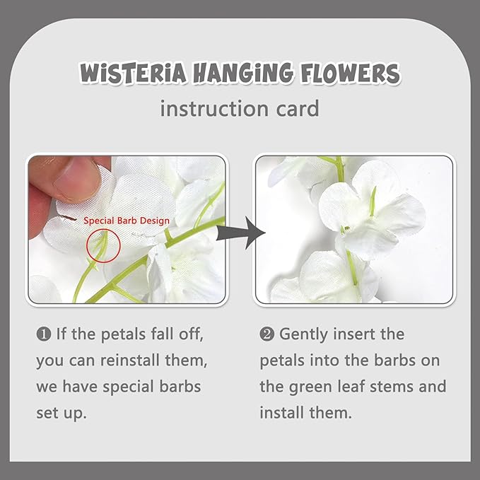 12 Pack White Wisteria Hanging Flowers Garland, 3.77 Feet Artificial Flower - Image 6