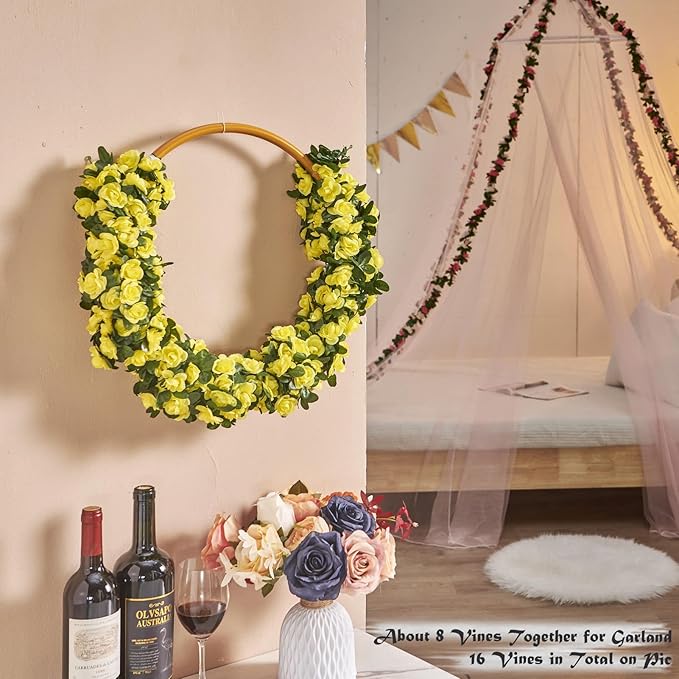 8 Pcs x 8.2 ft Flower Garland Artificial Rose Vine Flowers - Image 3