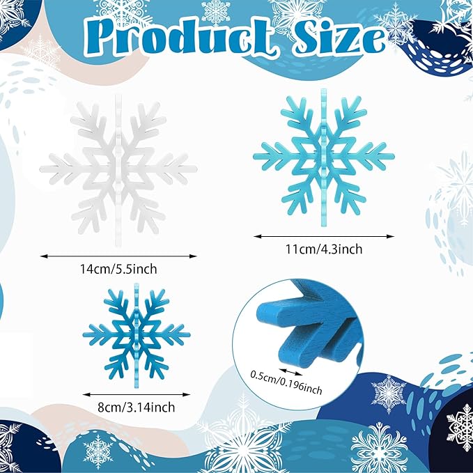 Bucherry 12 Pcs Wooden Snowflake Table Decor 3D Snowflake Tabletop Signs and - Image 2
