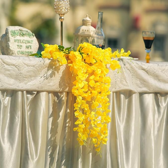 5 Pack Yellow Wisteria Hanging Flowers Garland, 3.77 Feet Artificial Flower - Image 5