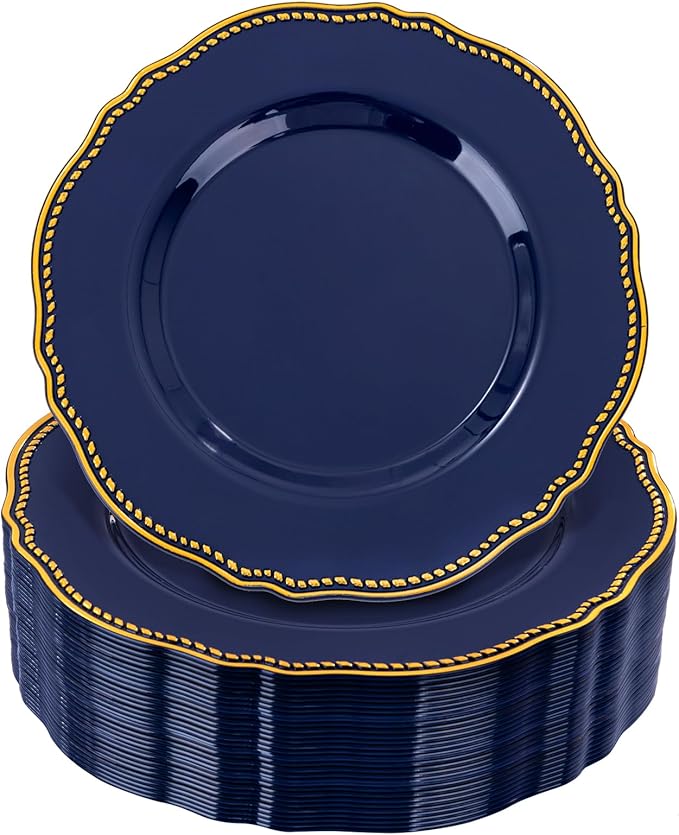 Hioasis 60pcs Blue Plastic Plates by Hioasis