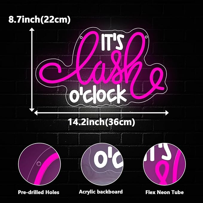 Lash Neon Sign, it's Lash O'Clock Led Neon Light Signs - Image 3