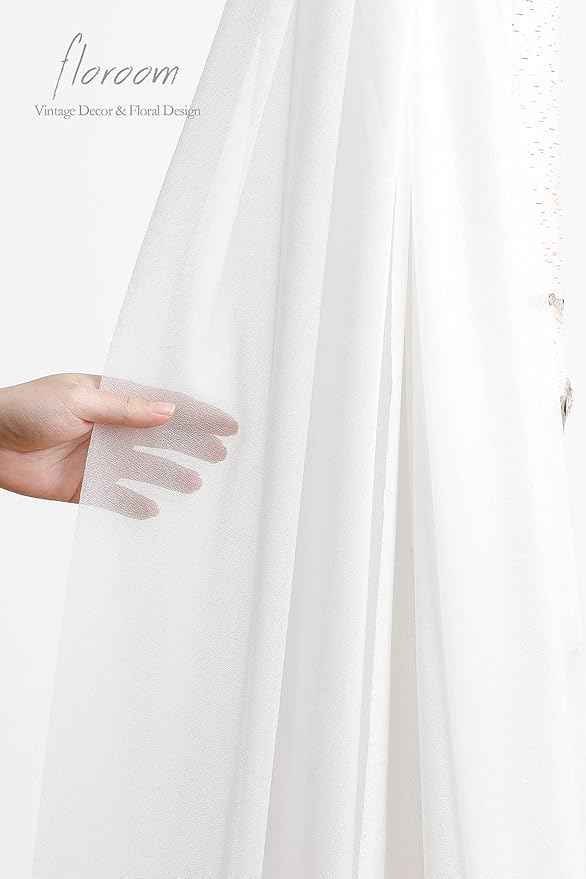 Floroom Wedding Arch Draping Fabric 2 Panels 20Ft White Chiffon Fabric Drapes - Image 5