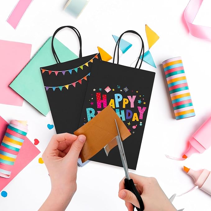 MESHA Kraft Gift Bags 200 Pack 5.25x3.75x8 Inch Small Black Paper Bags - Image 4