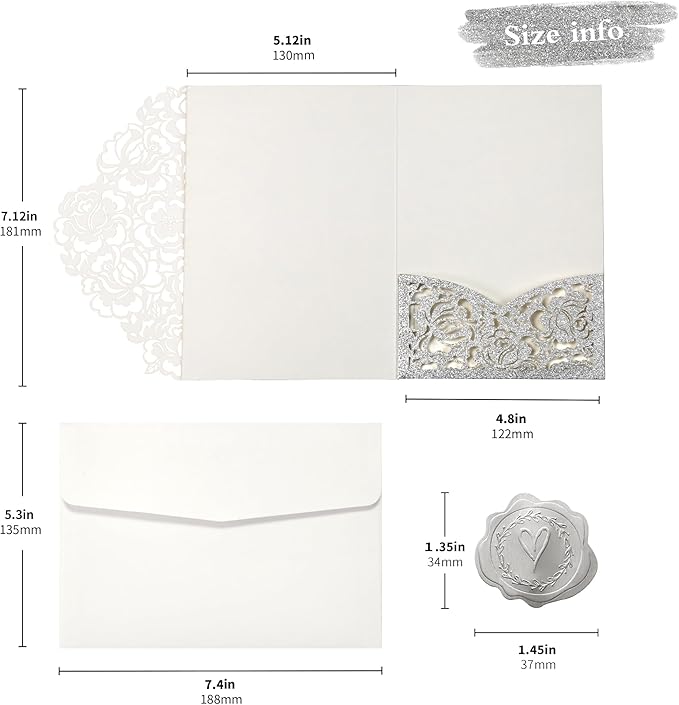 DORIS HOME 50pcs Laser Cut Quinceanera Invitation Pockets - Image 2