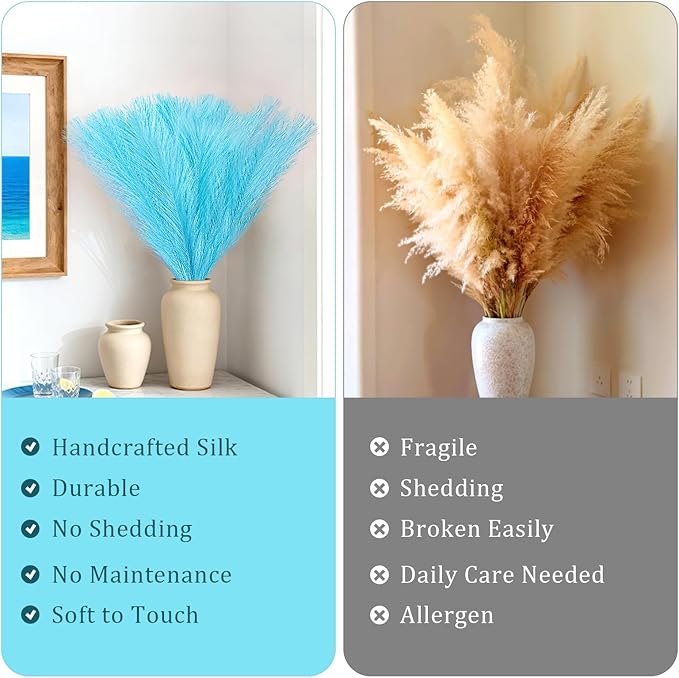 50pcs Faux Pampas Grass, 21.6" Short Artificial Pompous Grass Branches - Image 3