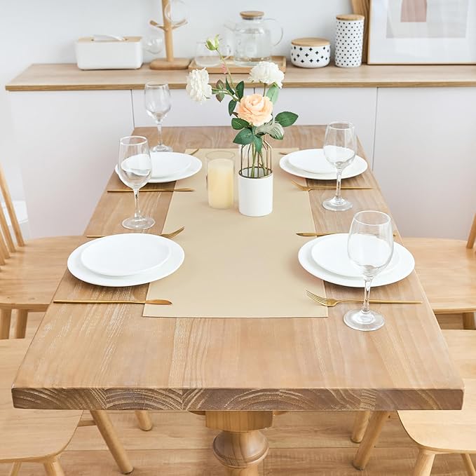 2 Pack Beige Small Short Table Runner 12 x 36 Inch Solid Color Runners Coffee - Image 3