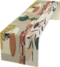 Mid Century Table Runner, Abstract Boho Plant Leaf Botanical Cat Modern by Kurtect