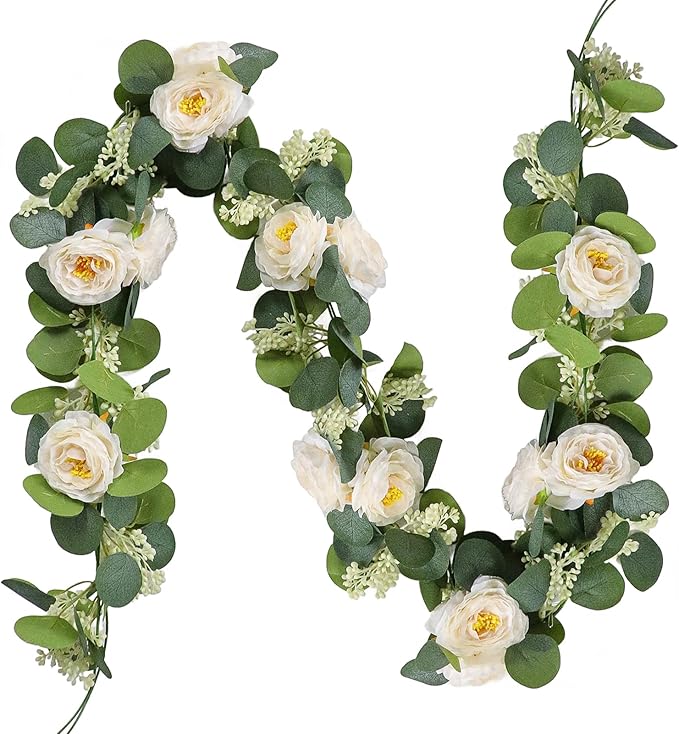 MAKHOT 2PCS 6.6Ft Artificial Eucalyptus Garland, and Home Decor. by MAKHOT