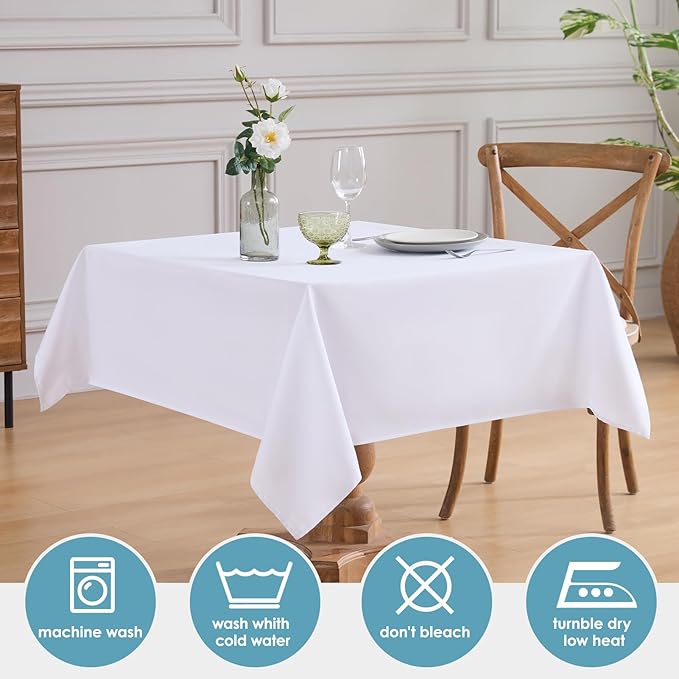 VidaFete Square Tablecloth 2 Pack 52 x 52 Inch Tablecloths Stain Wrinkle - Image 2